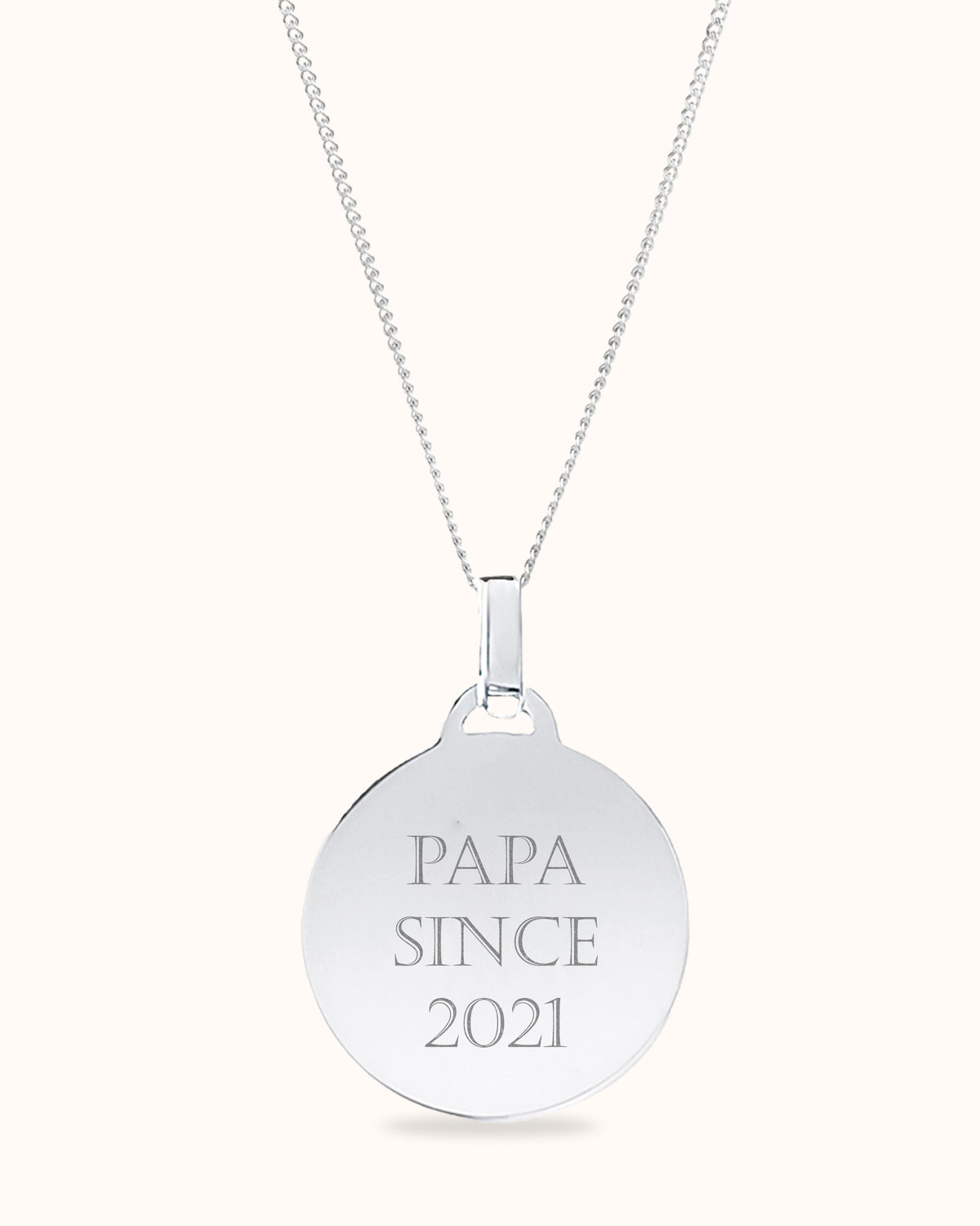 Homme Collier Pendentif Rond - Argent