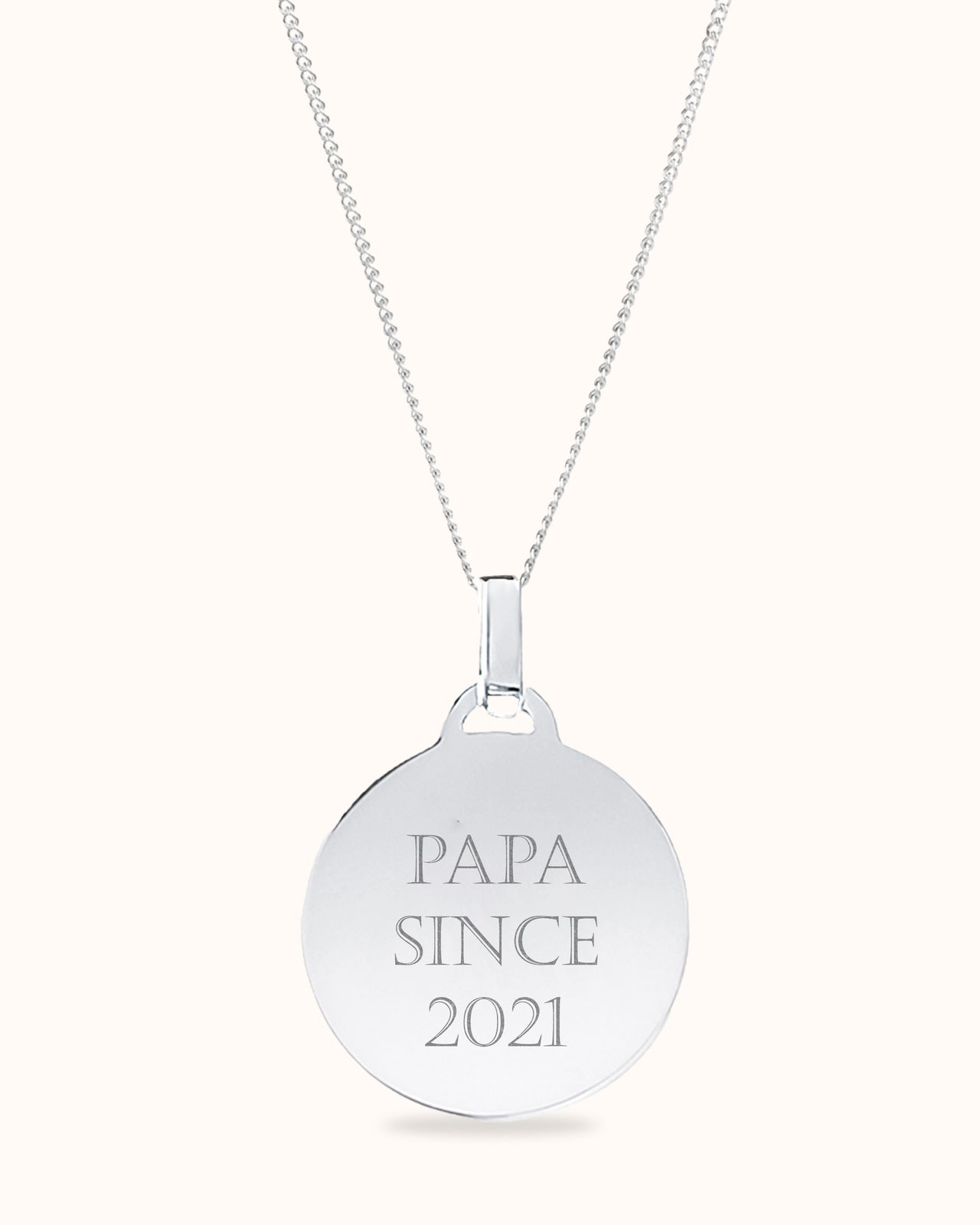 Homme Collier Pendentif Rond - Argent