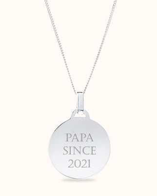 Homme Collier Pendentif Rond - Argent