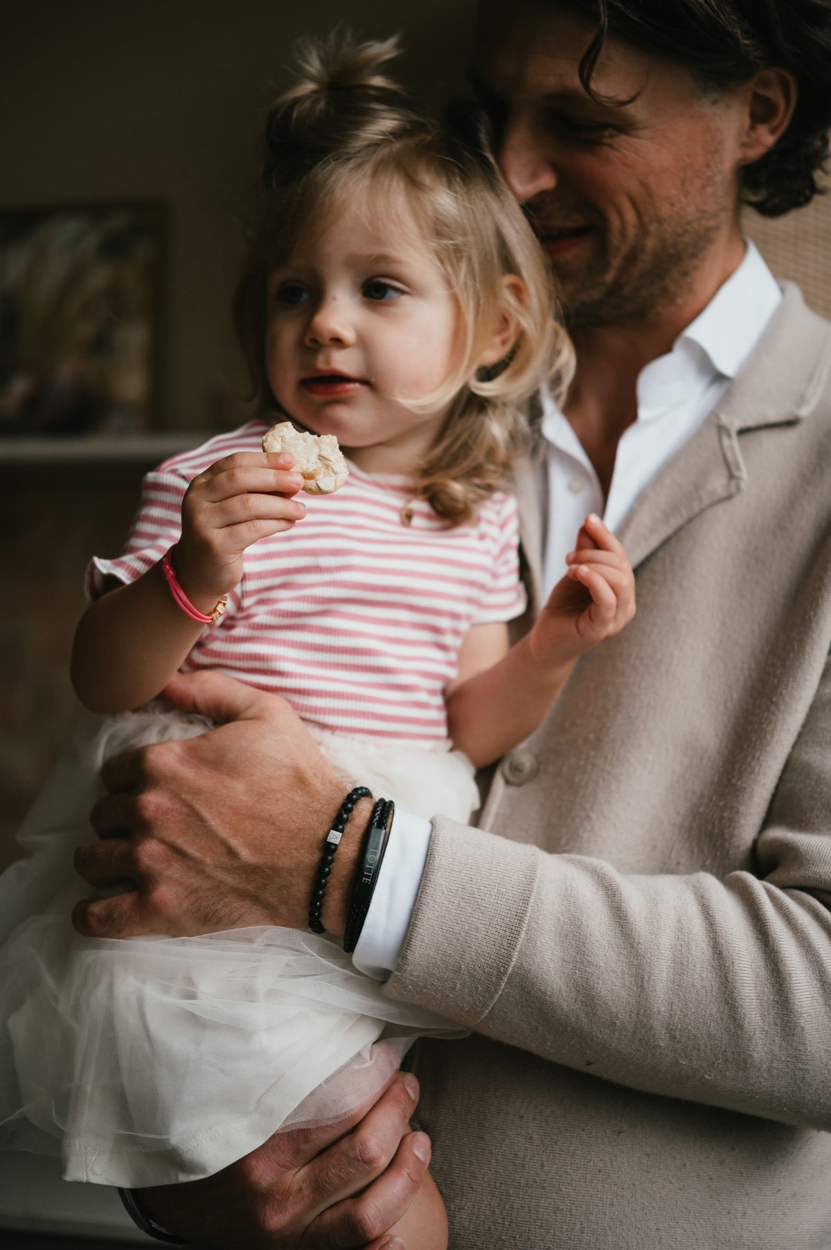 Gevlochten leren heren armband - RVS Zwart Staal