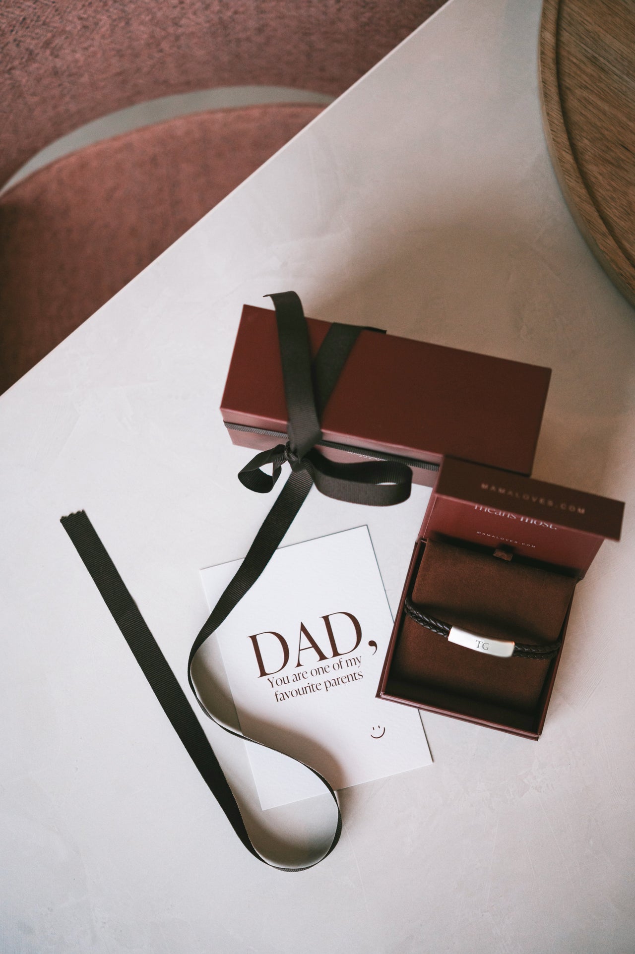 Geflochtenes Herrenarmband aus Leder mit Namen - Edelstahl silber