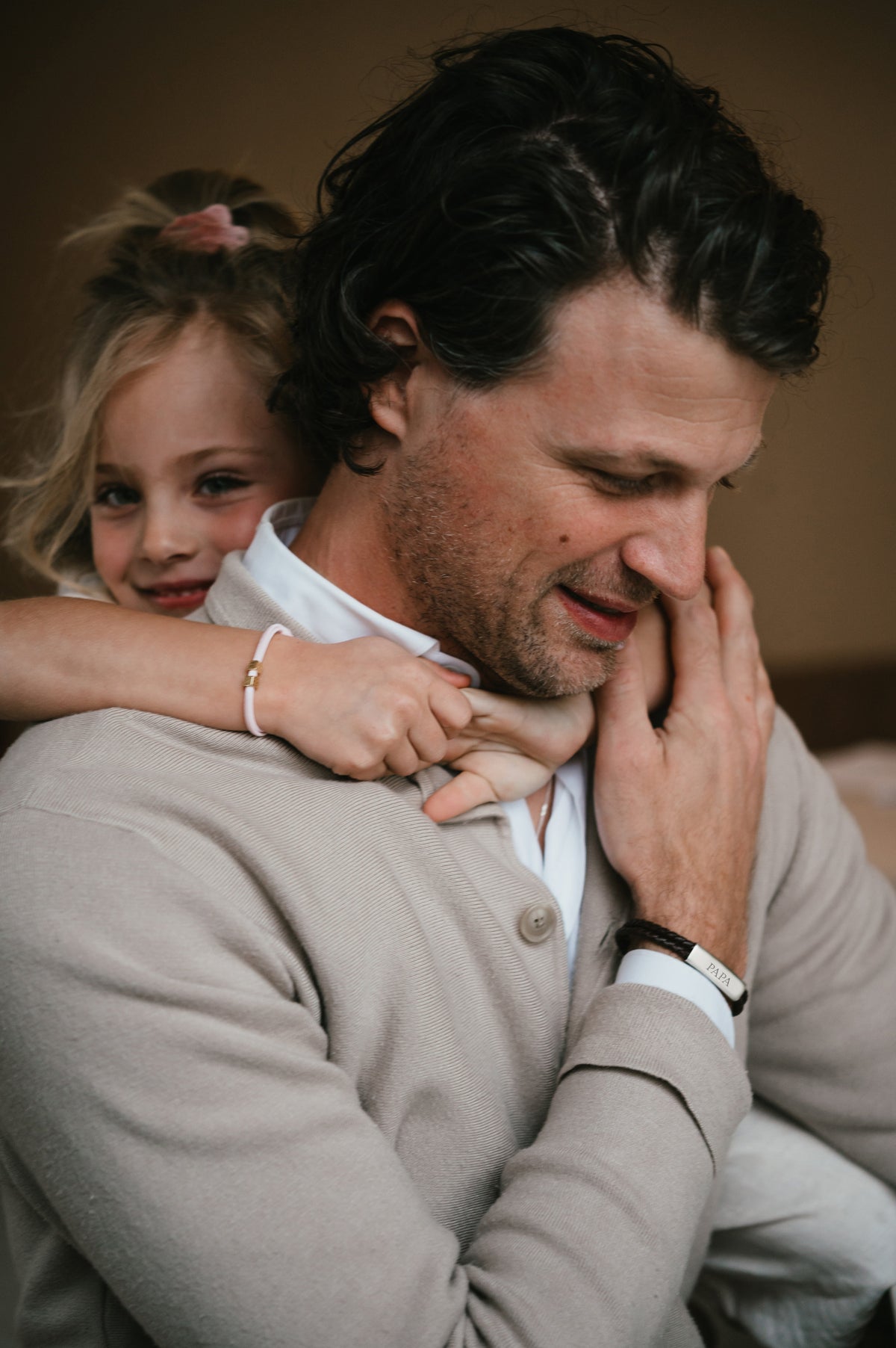 Geflochtenes Herrenarmband aus Leder mit Namen - Edelstahl silber