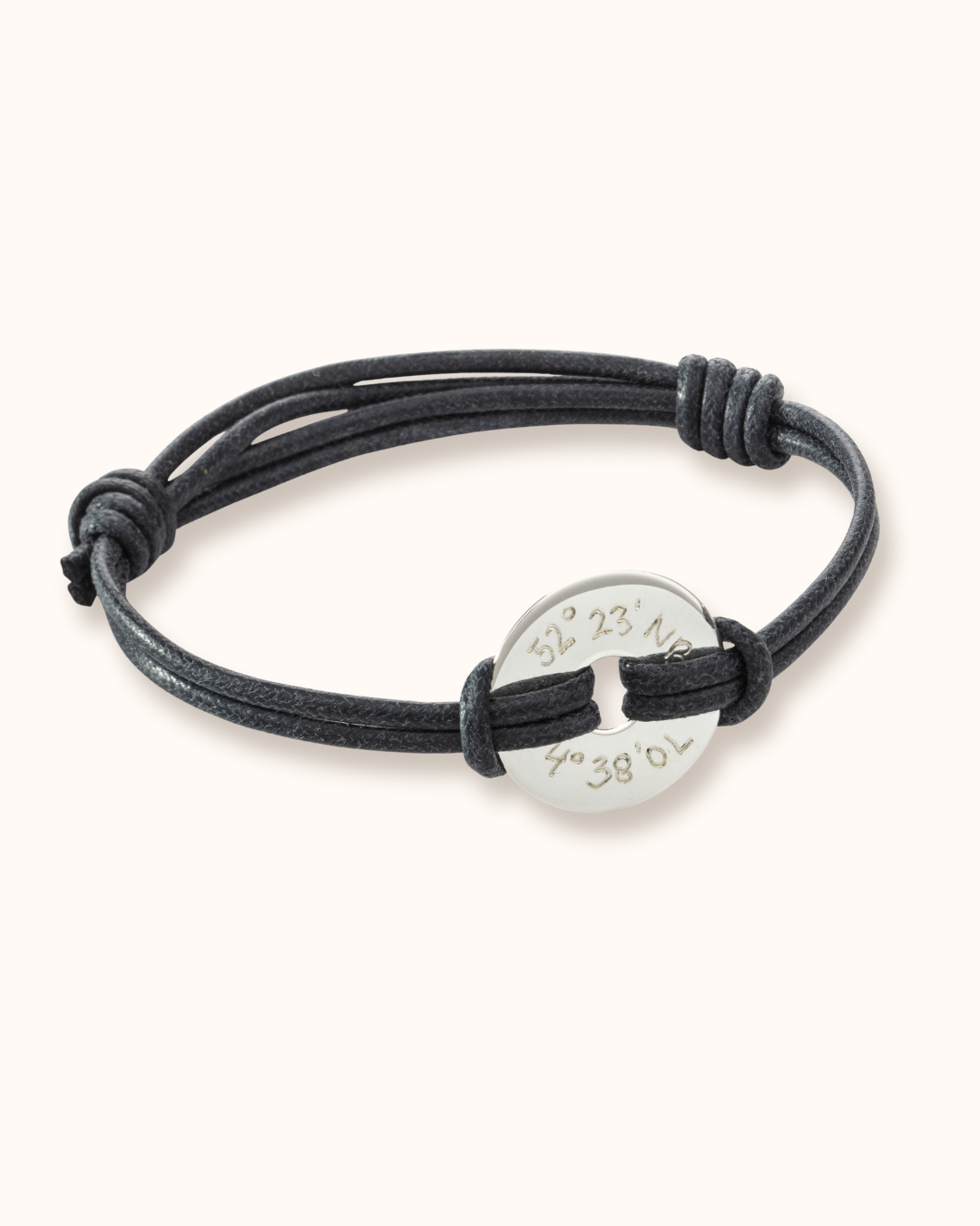 Men Open Disk Bracelet - Silver
