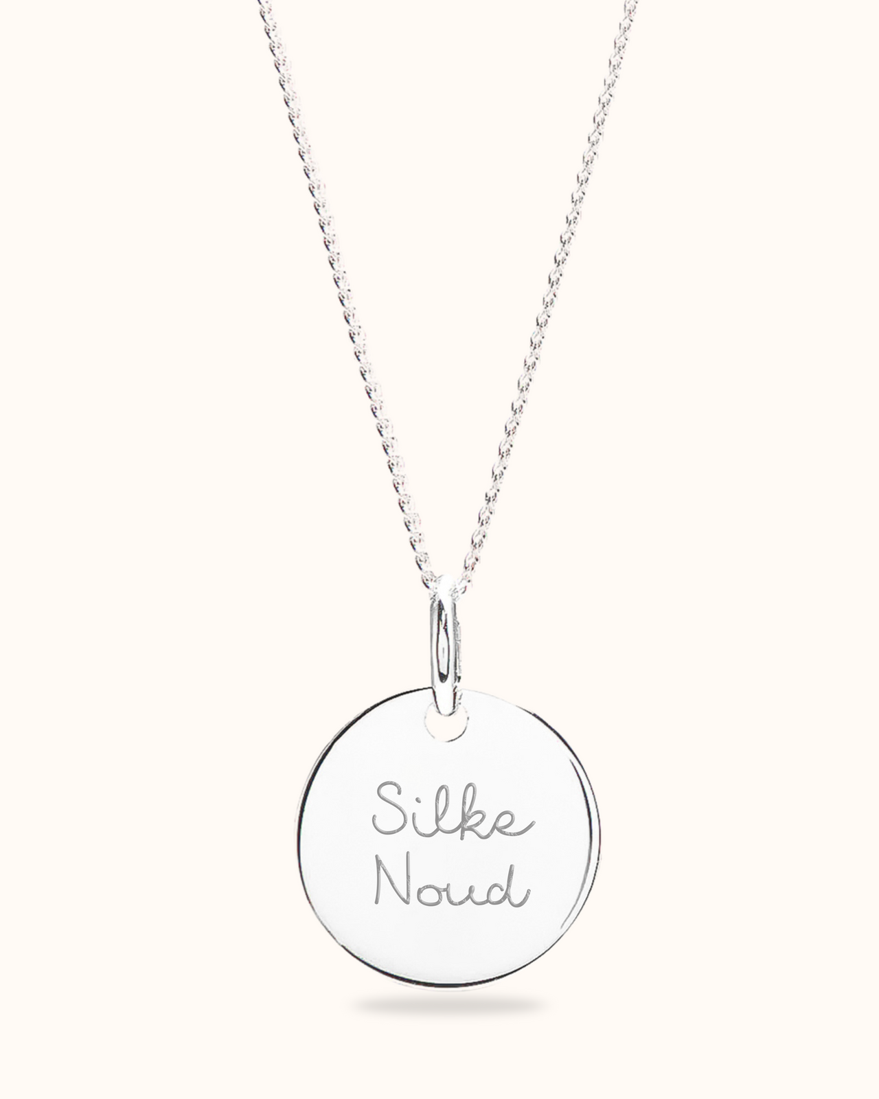 Collier Plat Pendentif Rond - Argent