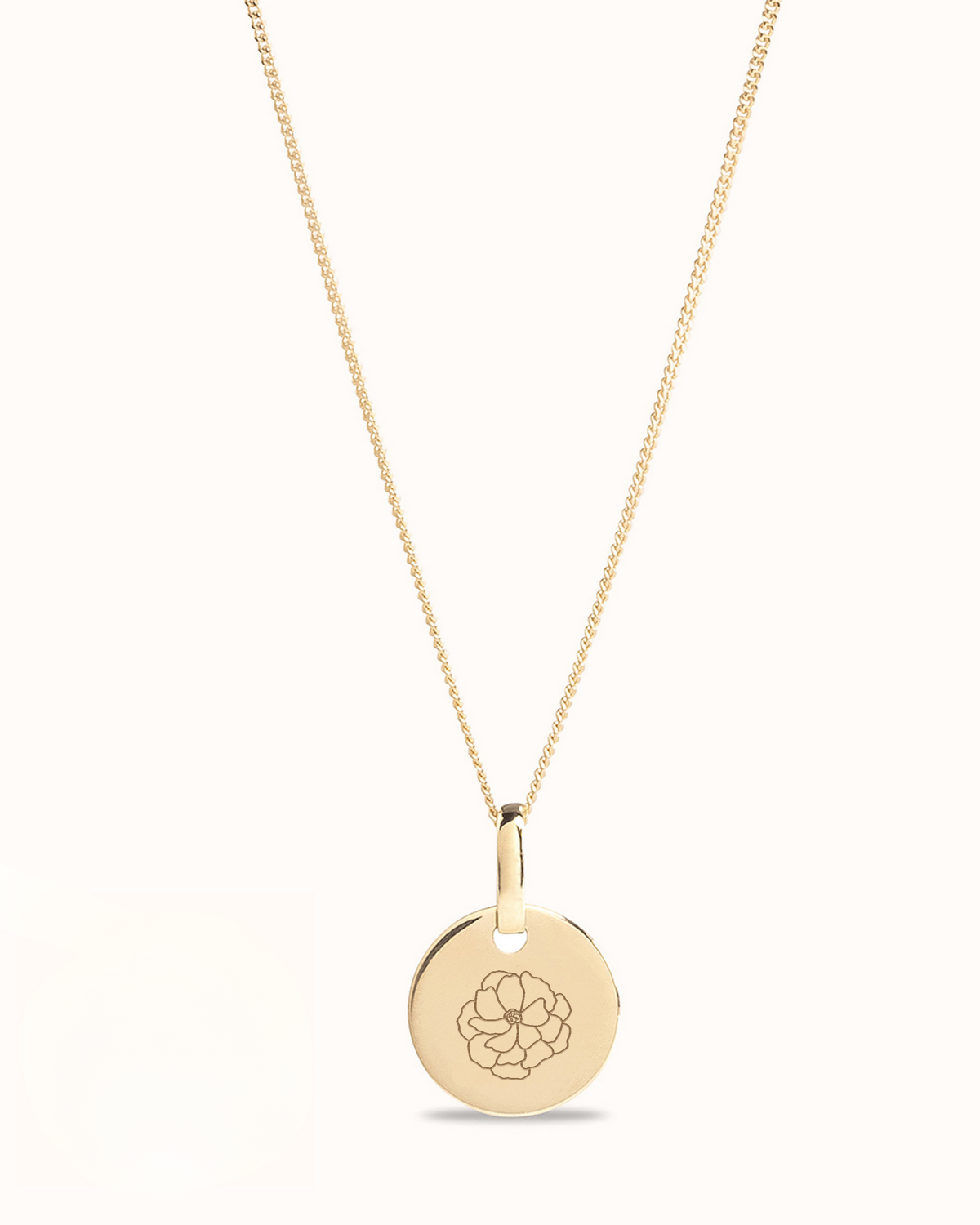 14k Mini Coin Birth Flower Ketting - 14k Solid Gold