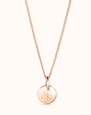 Collier Mini Pendentif Rond Fleur de Naissance - Or rose