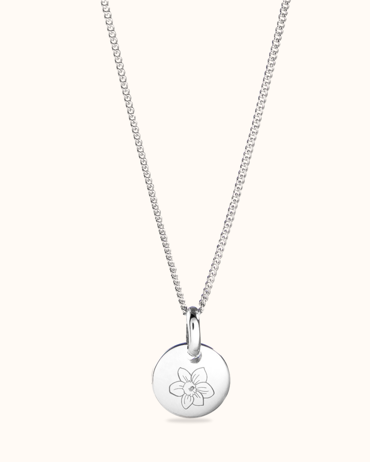 Single Birth Flower Necklace - Silver