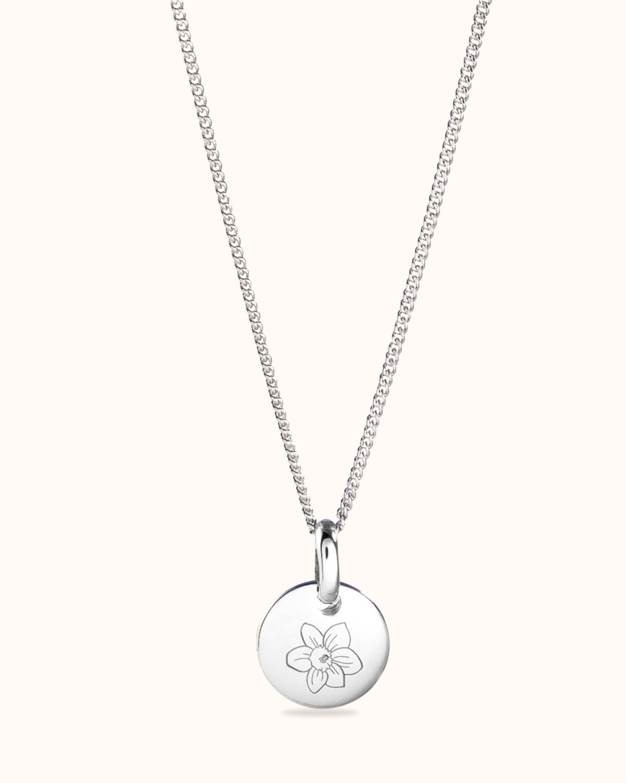 Single Birth Flower Necklace - Silver