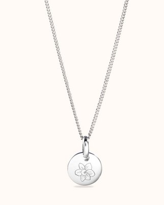 Single Birth Flower Necklace - Silver