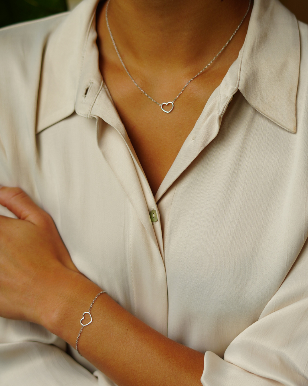 Mini Open Heart Bracelet Silver