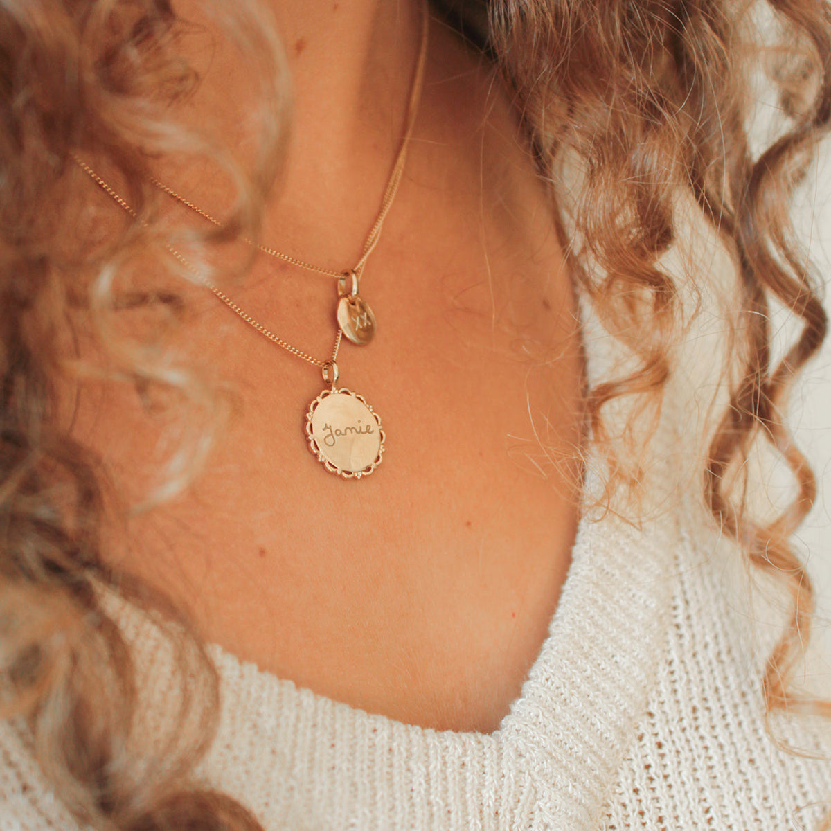 Mini Coin Ketting - 18k Rosé Verguld