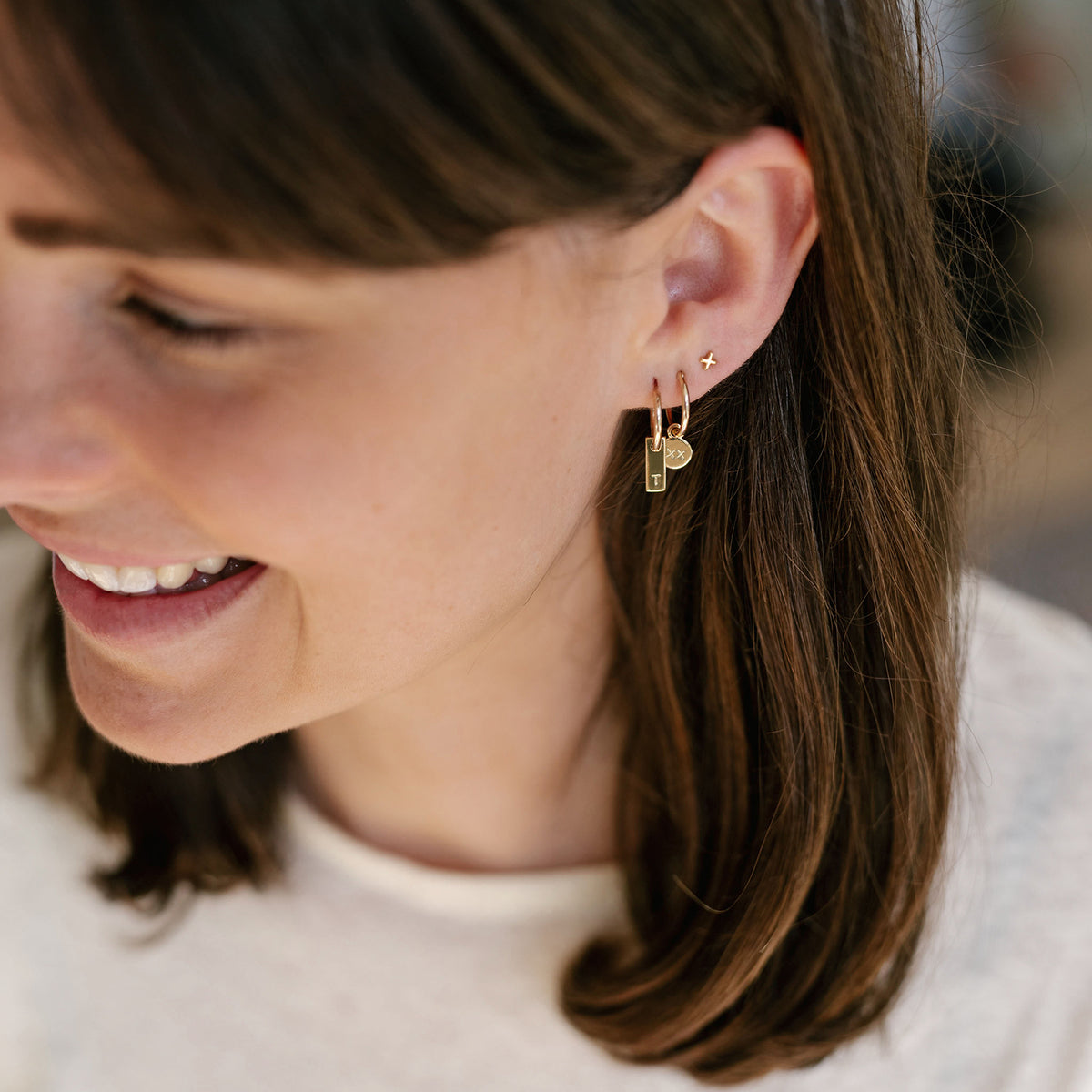 Initial Earrings - Gold plated