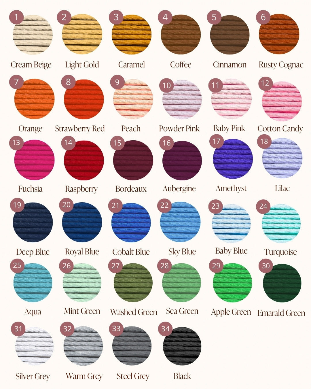 Cord per meter - Satin 2 mm