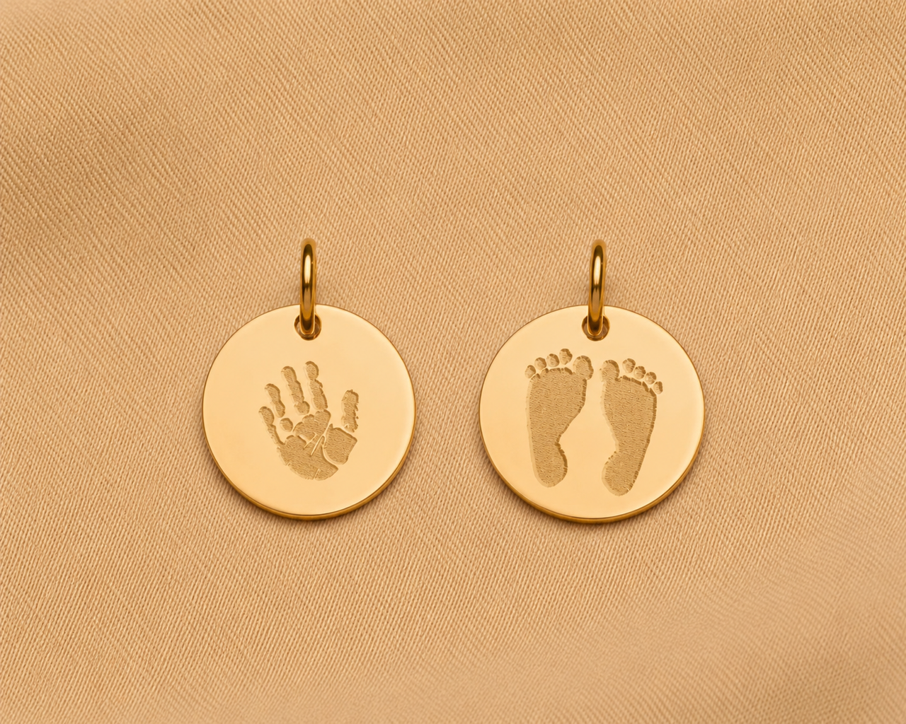 Einzelne Hand- und Fußabdruck Charm 585er Echtgold - 585er Echtgold