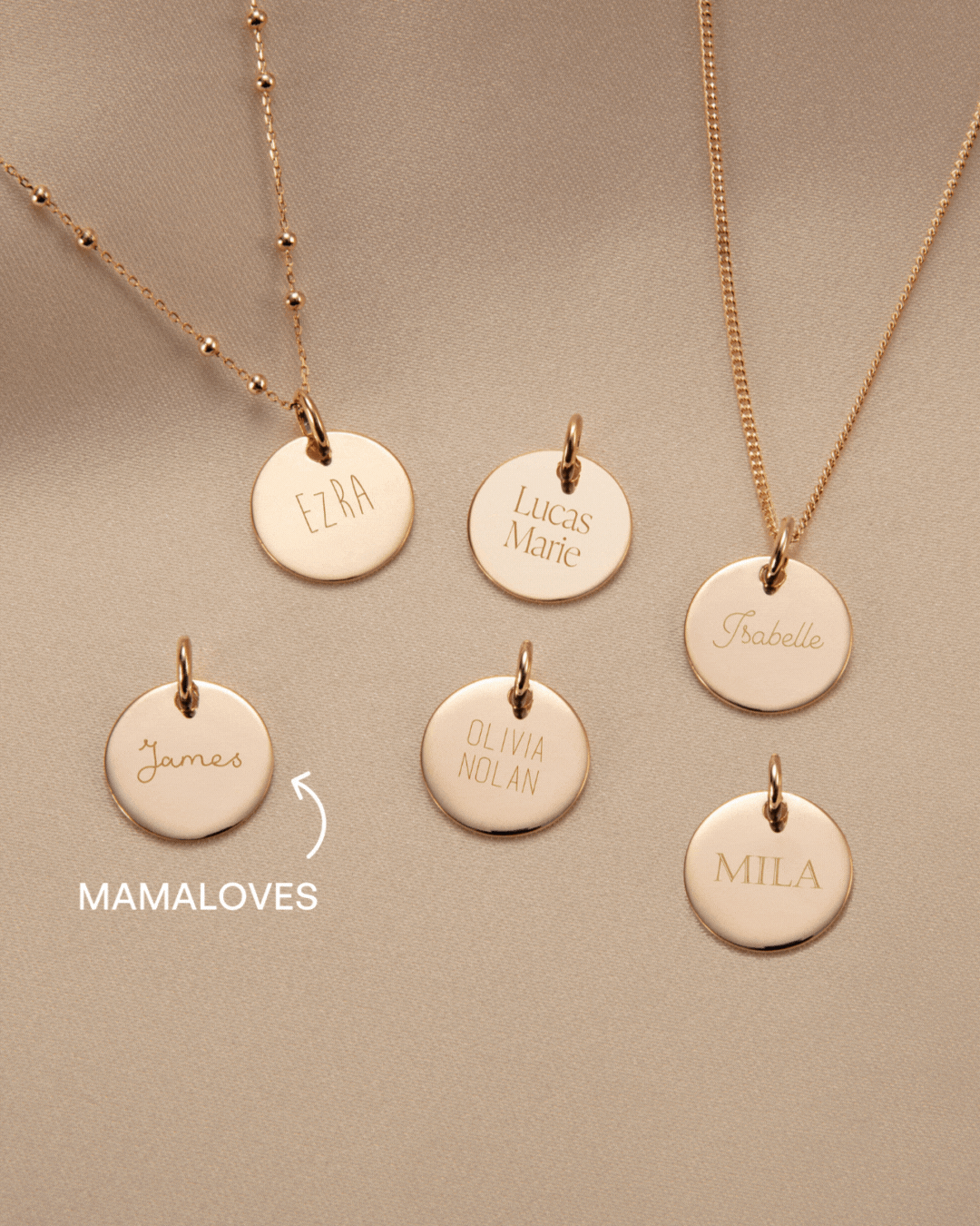 Personalisierte Einzelne Charms mit Namen - Vergoldet