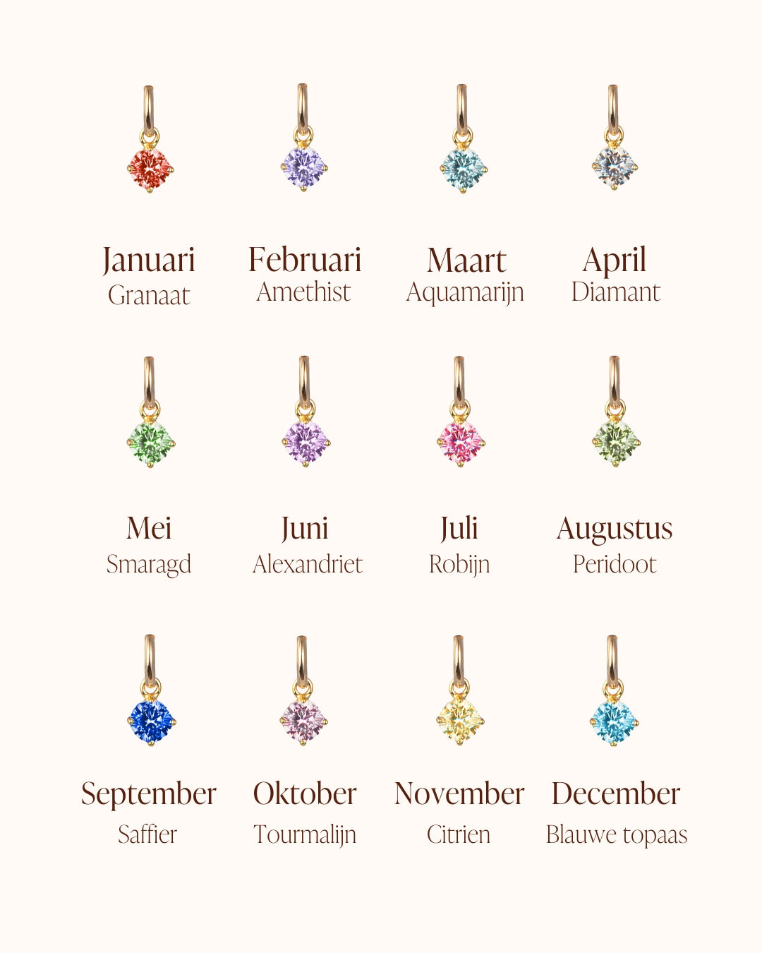 Mon Cheri Geboortesteen Charm Armband - 18k verguld - overzicht materiaal en kleur