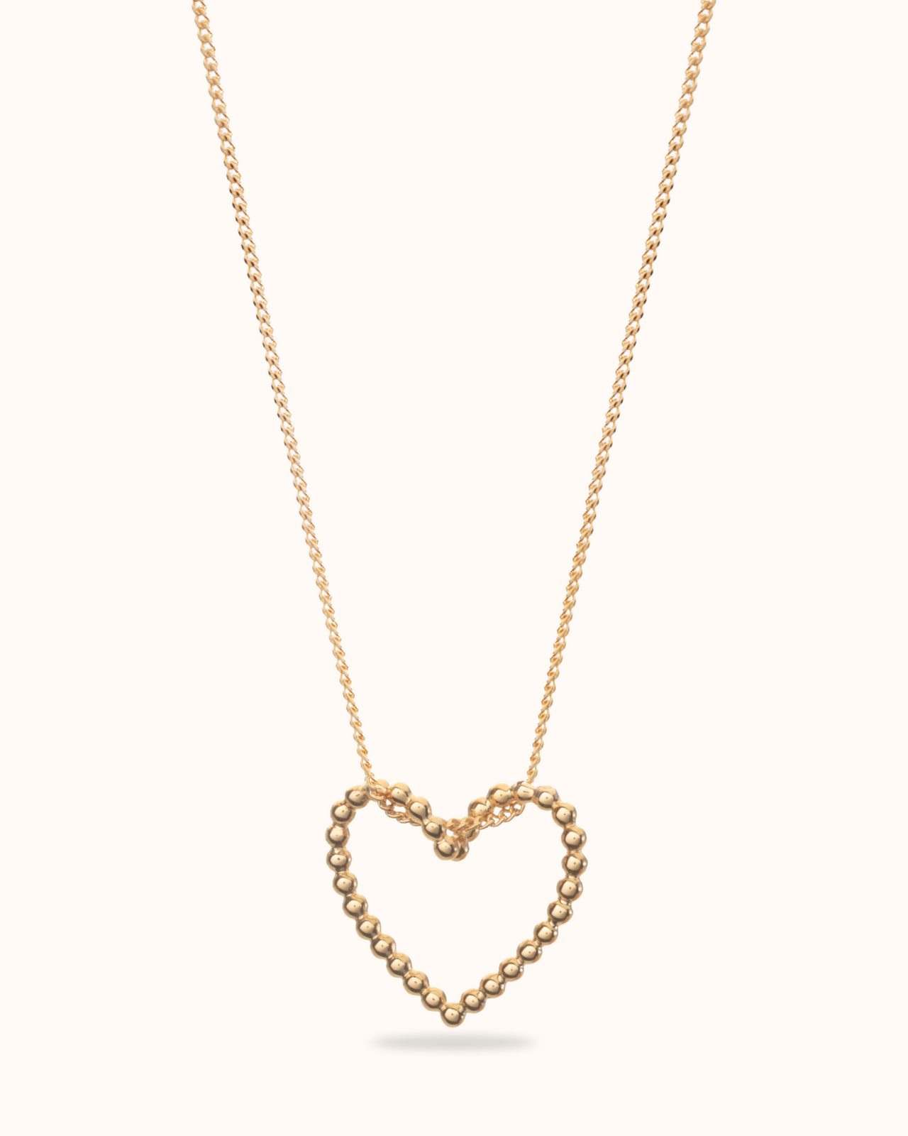 Beaded Open Heart Necklace - Gold plated