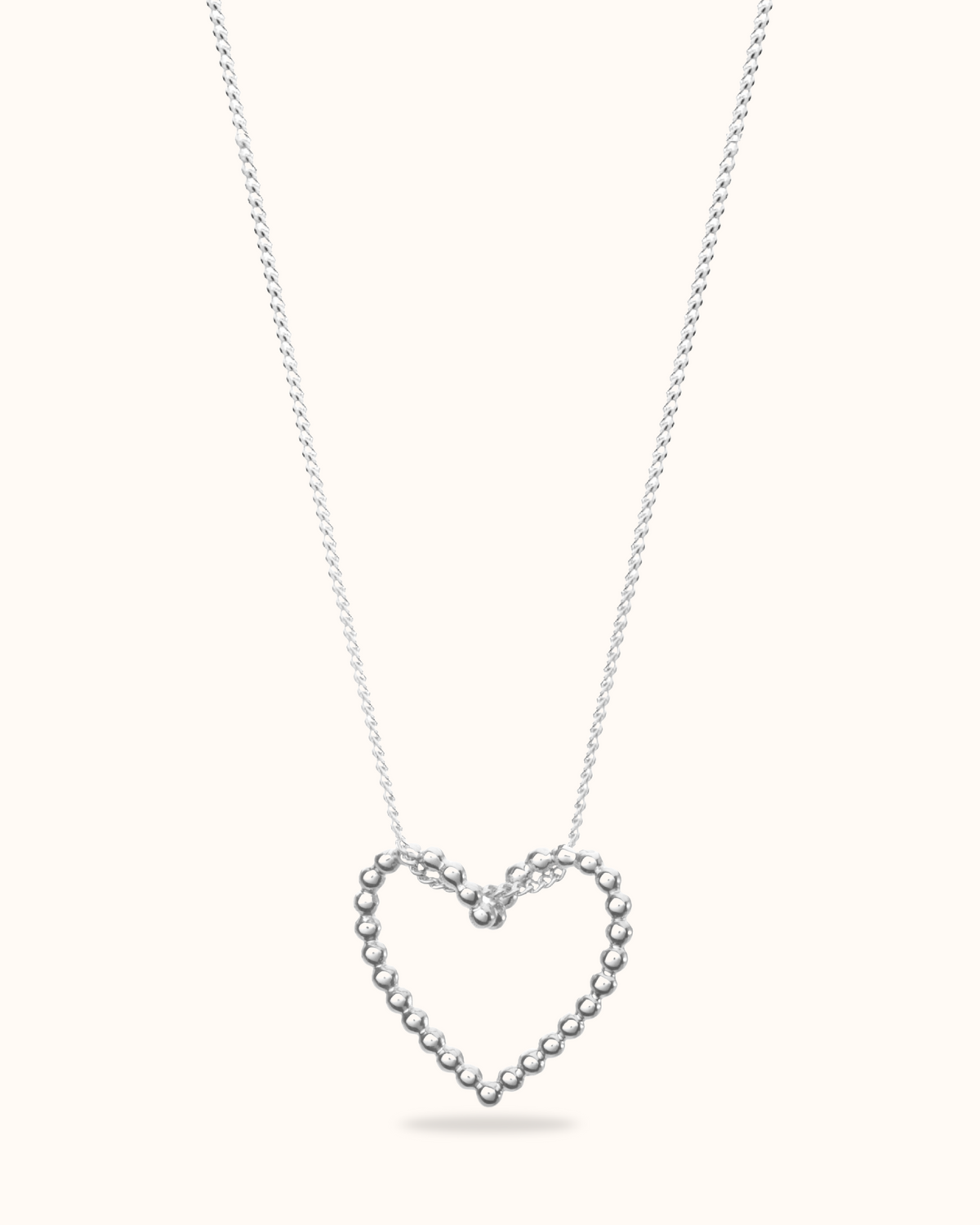 Beaded Open Heart Ketting - Sterling Zilver 925