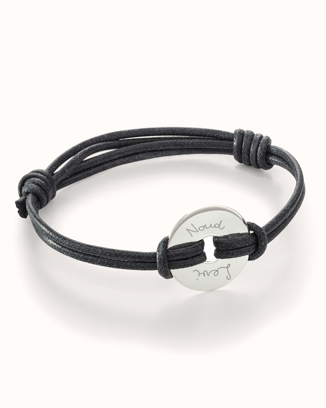 Men Open Disk Bracelet - Silver