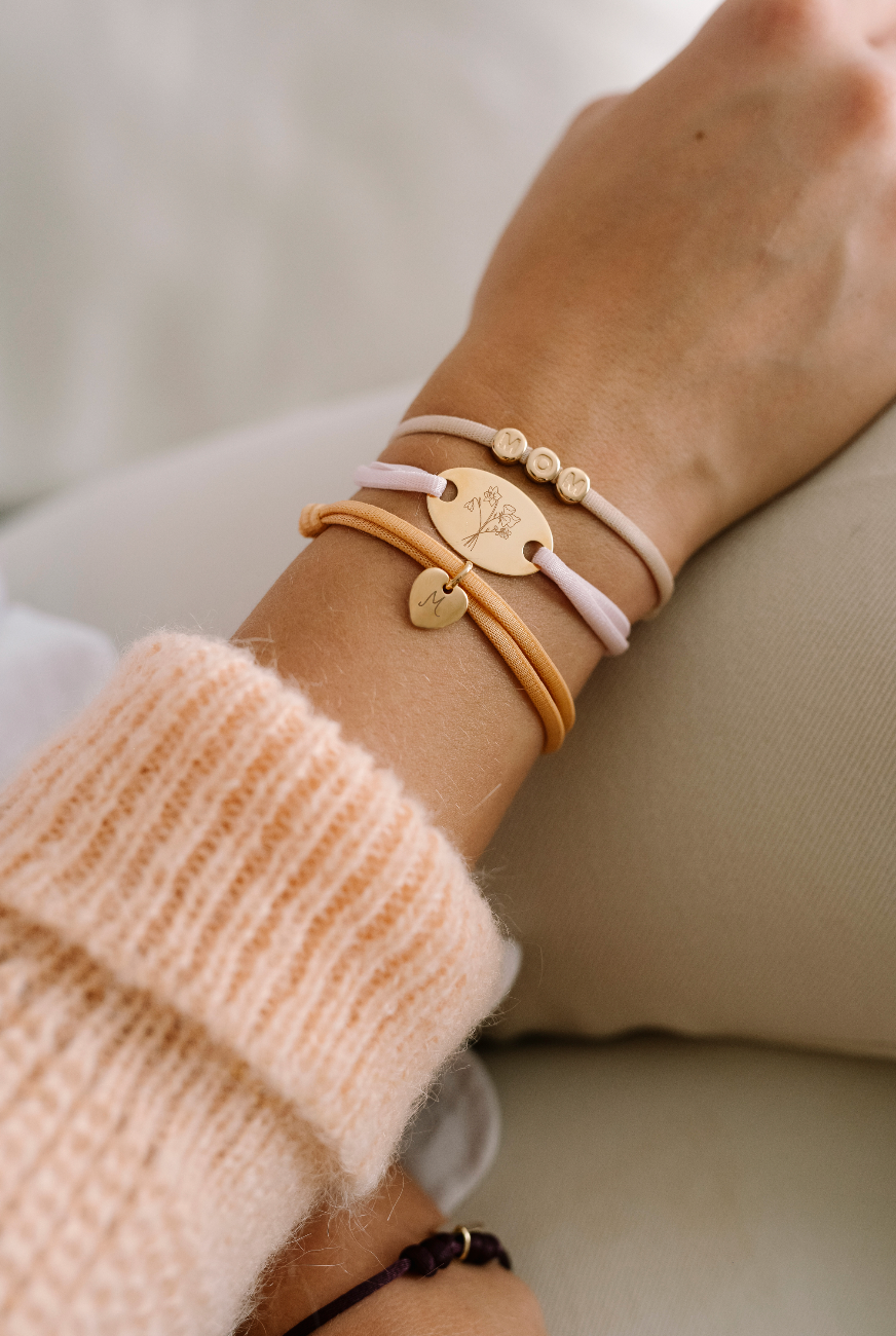 Buchstaben Perlen Armband - Rose Vergoldet