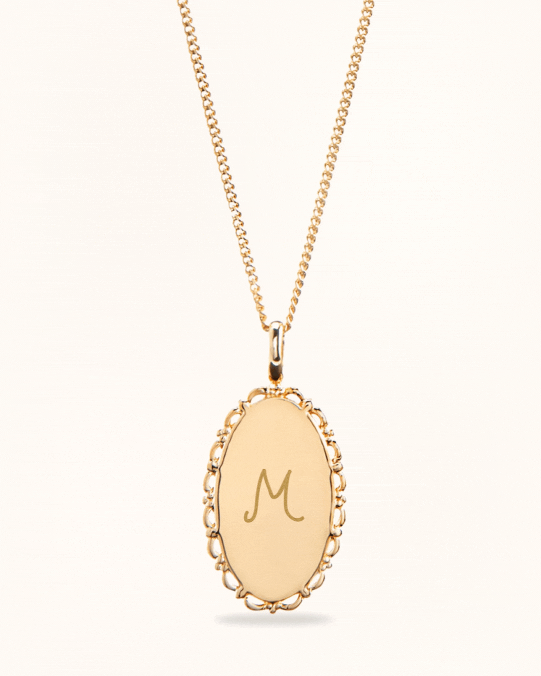 Vintage Oval Necklace - Gold plated