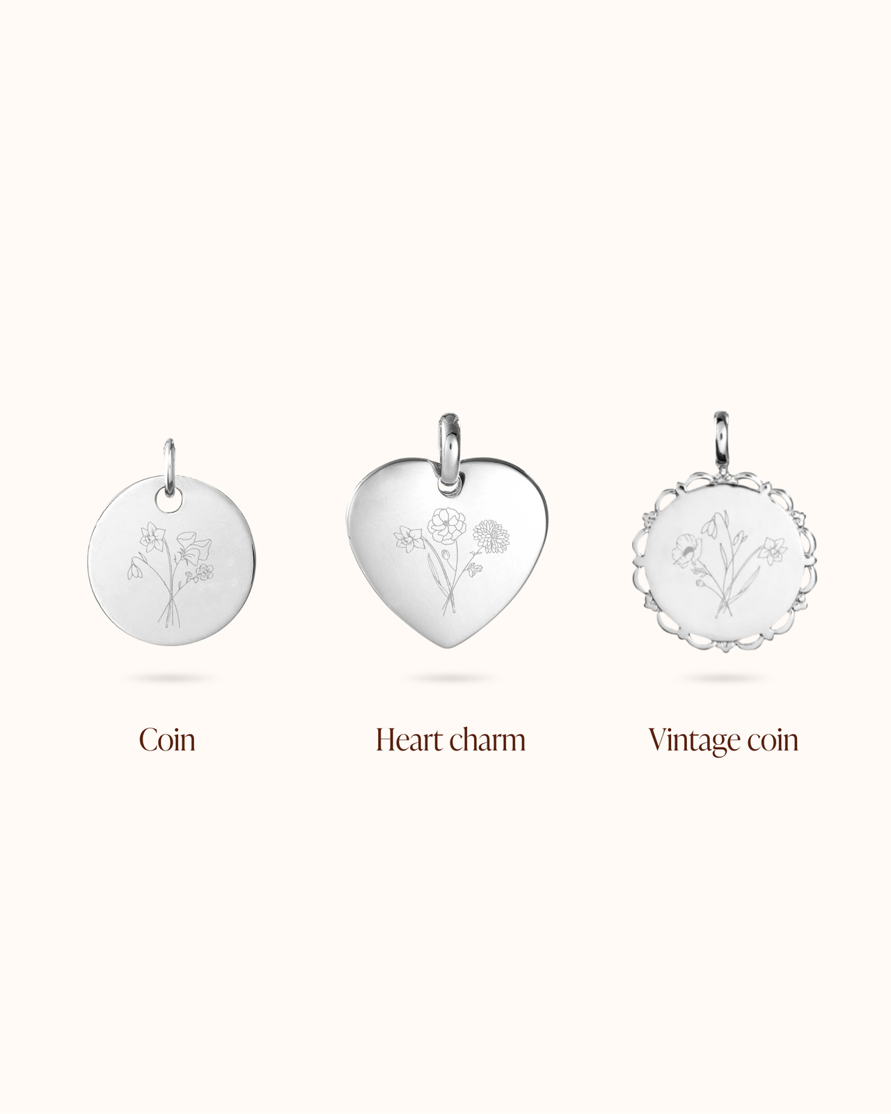 Bouquet Fleur de Naissance Pendentif - Argent