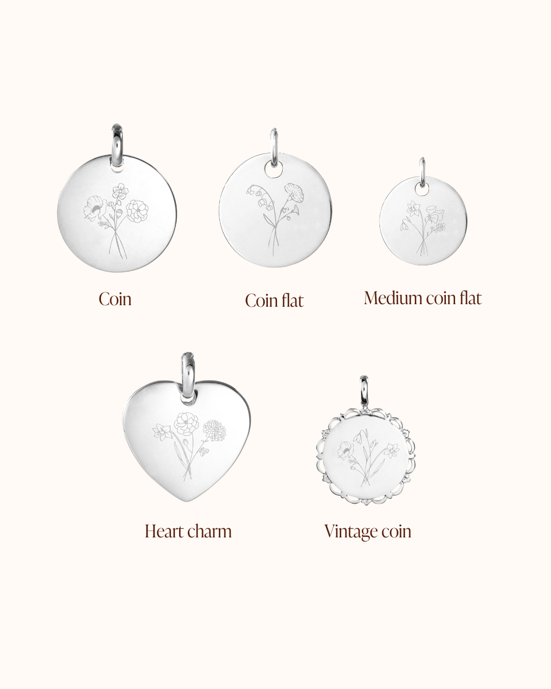 Bouquet Fleur de Naissance Pendentif - Argent