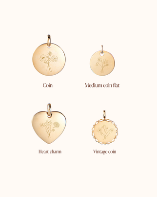 Bouquet Fleur de Naissance Pendentif - Plaque or 18 carats