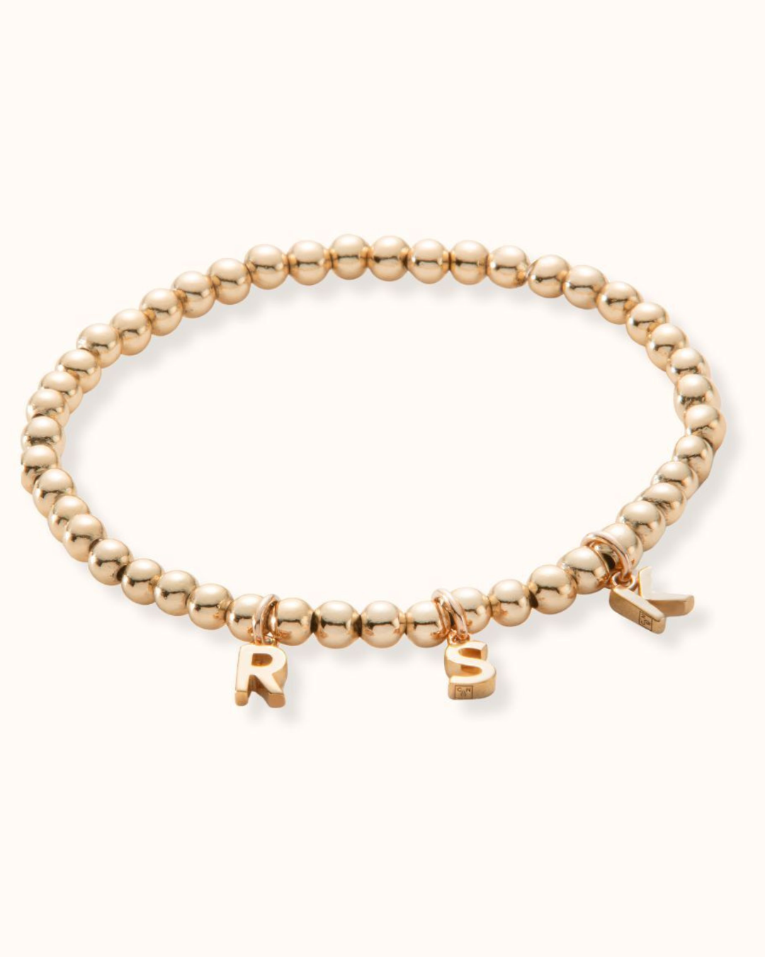 Initial Charm Beaded Bracelet - Gold plated