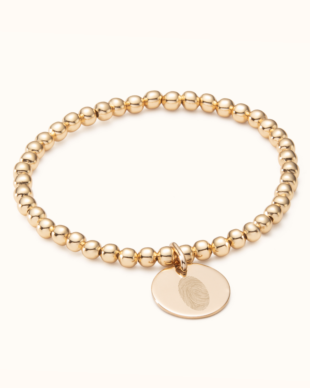 Fingerprint Beaded Coin Bracelet - Gold plated