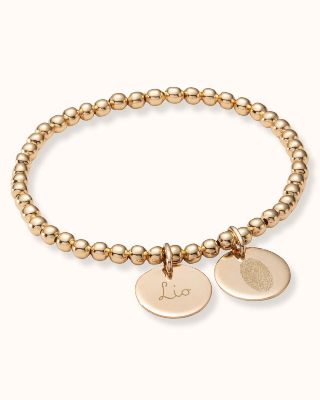 Fingerprint Beaded Coin Bracelet - Gold plated