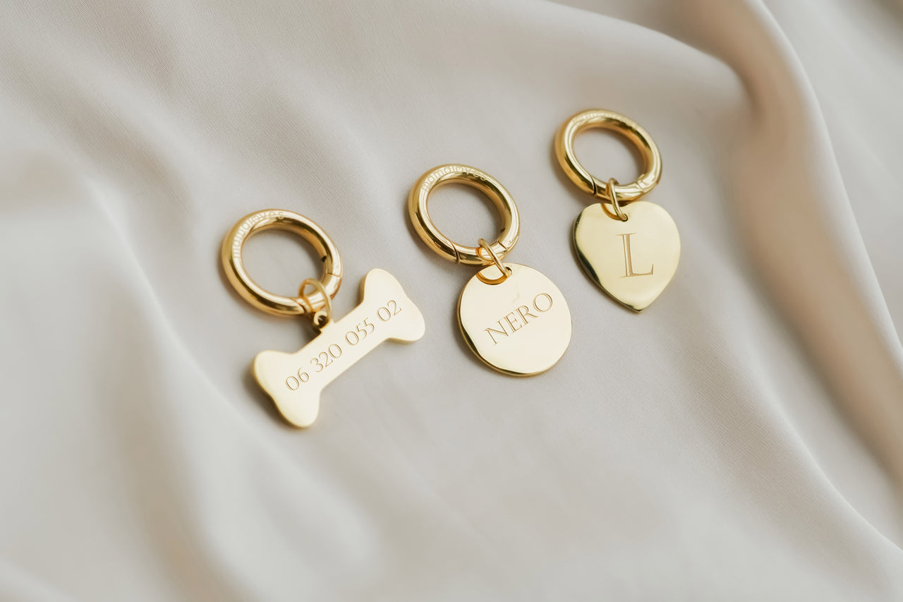 Pendentif Rond Tag Animal de Compagnie - Acier inoxydable or