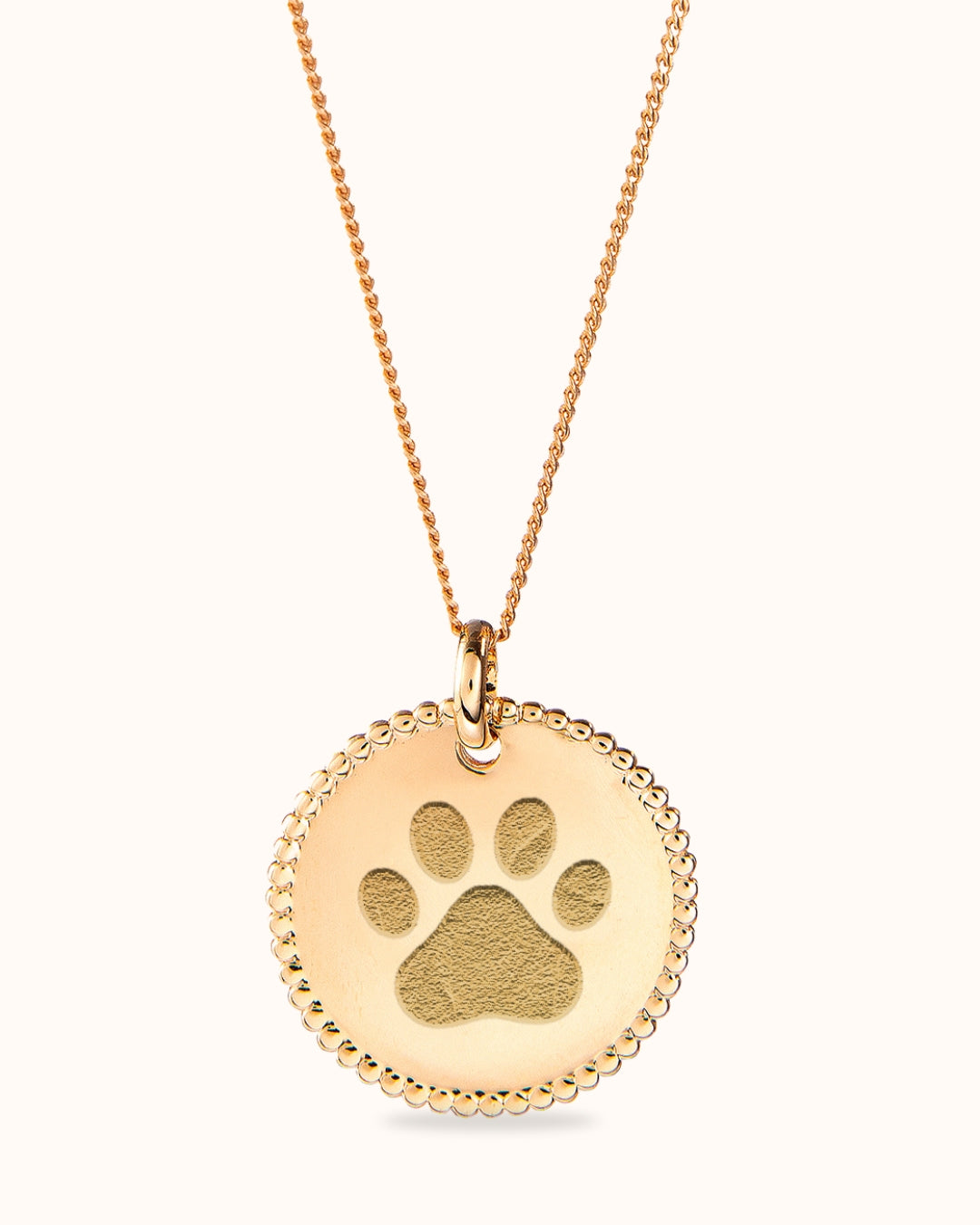 Paw Print Beaded Coin Necklace - Gold plated