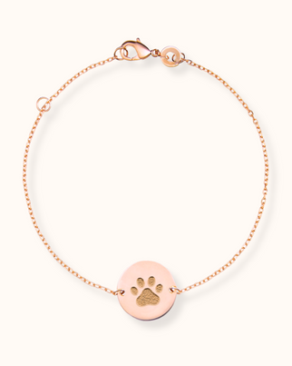 Bracelet Pendentif Rond Empreinte de Patte - Or rose