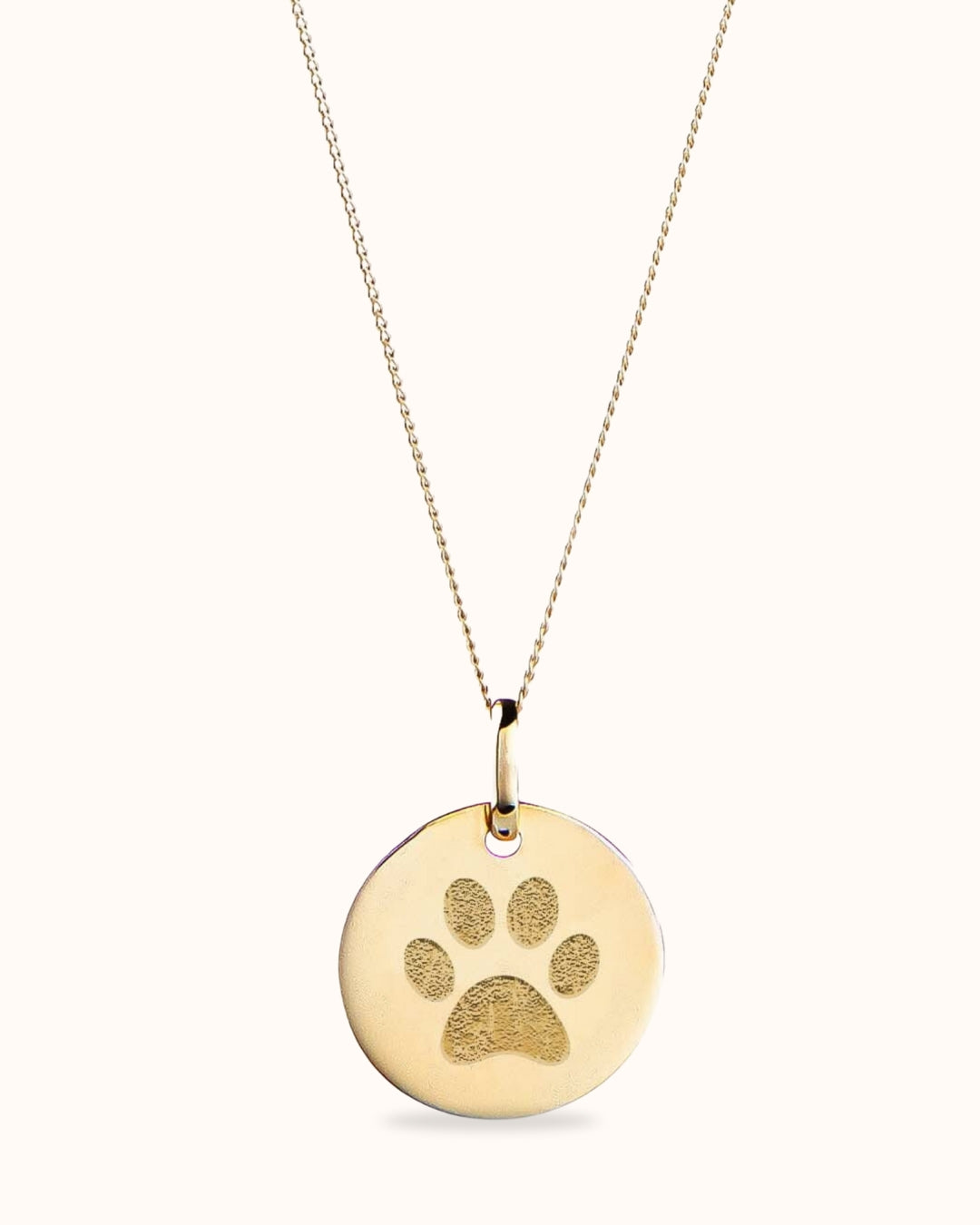 14k Paw Print Coin Necklace - 14k gold