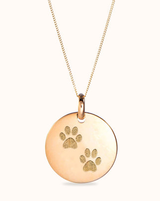 Paw Print Coin Necklace - Gold plated