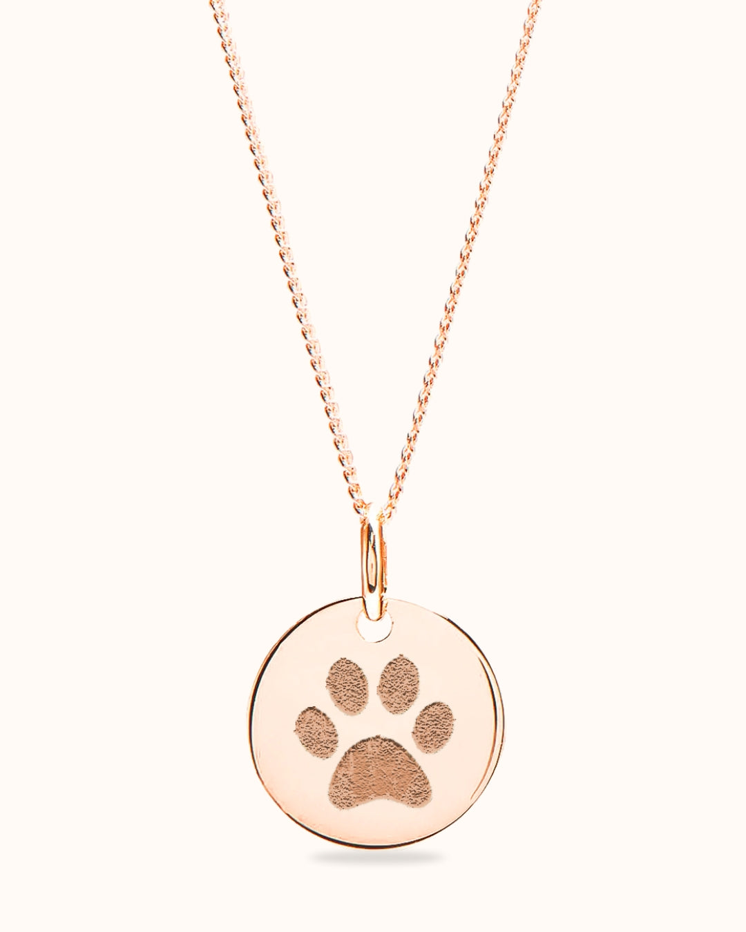 Paw Print Coin Necklace - Rose plated