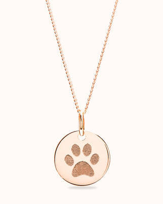 Paw Print Coin Necklace - Rose plated