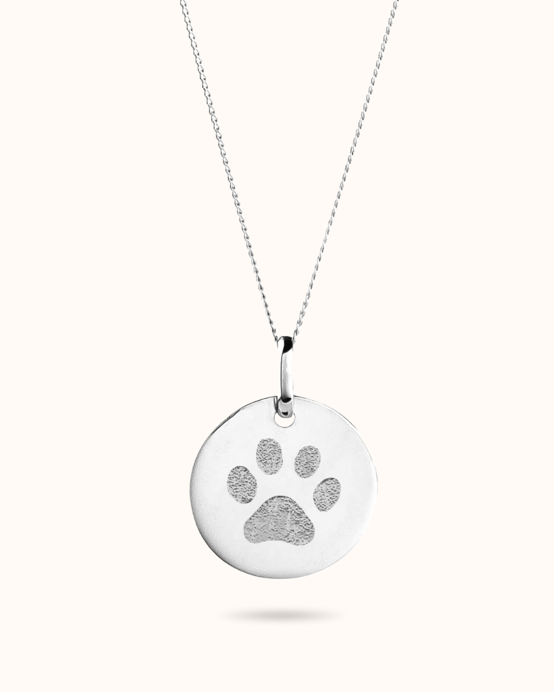 Collier Pendentif Rond Empreinte de Patte - Argent
