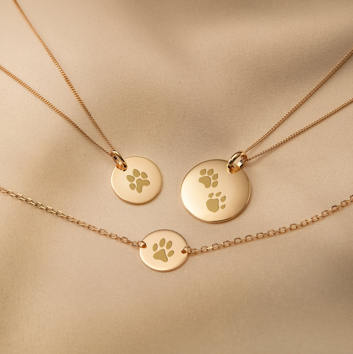 Paw Print Coin Necklace - Gold plated