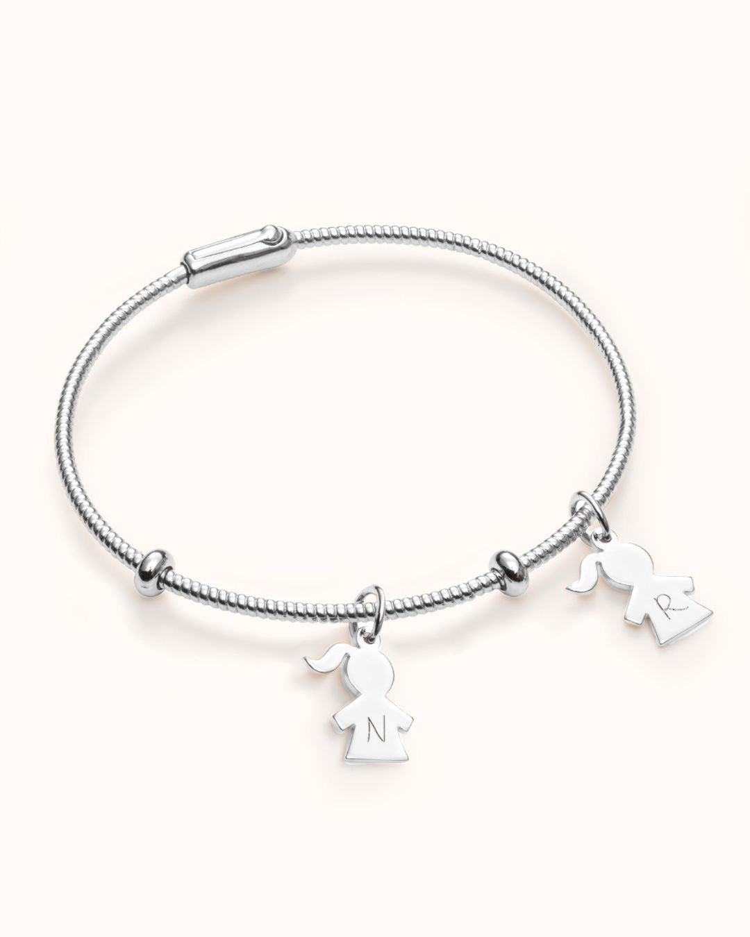 Proud Mom Charm Bangle - Silver