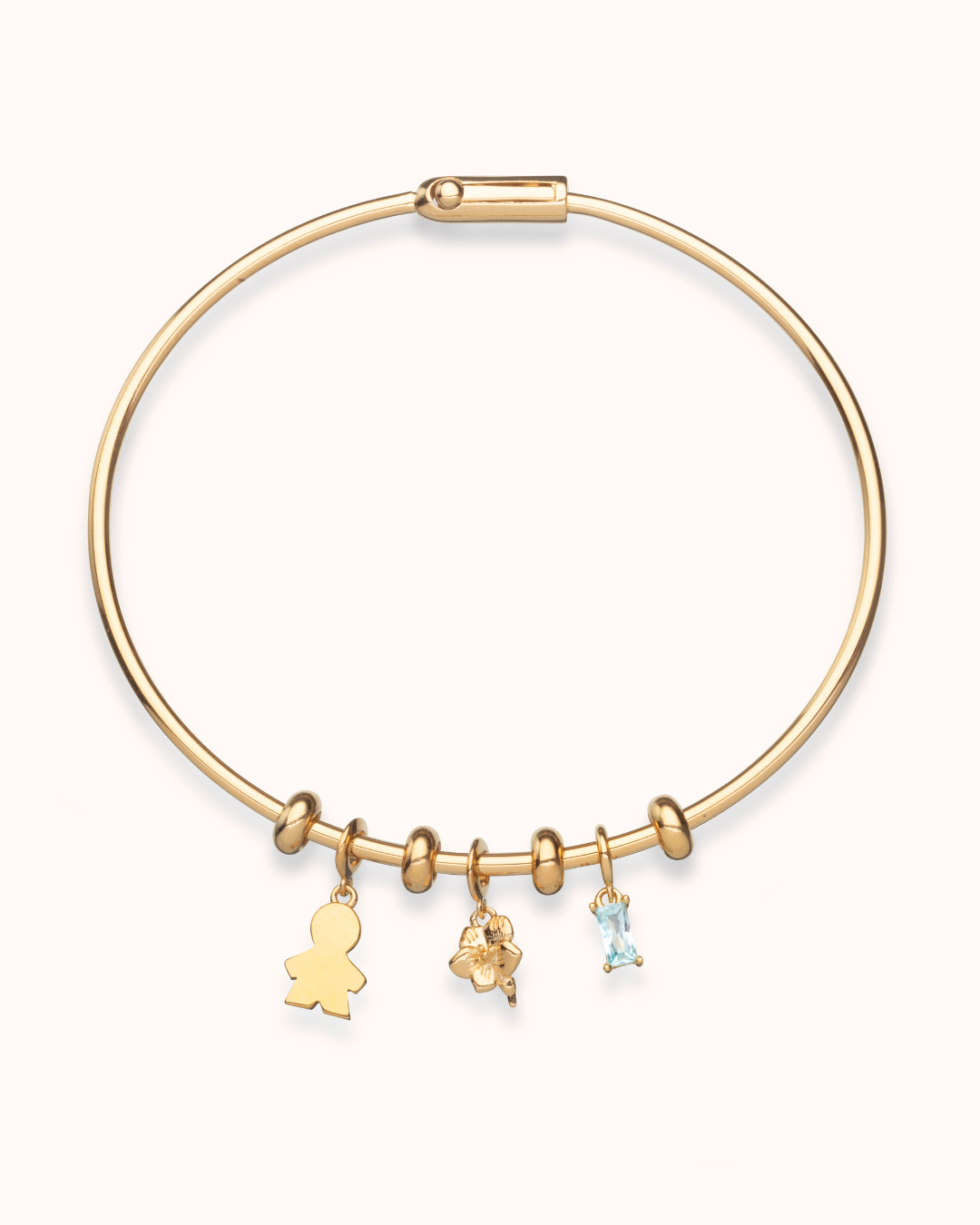 Proud Mom Charm Bangle - Gold plated