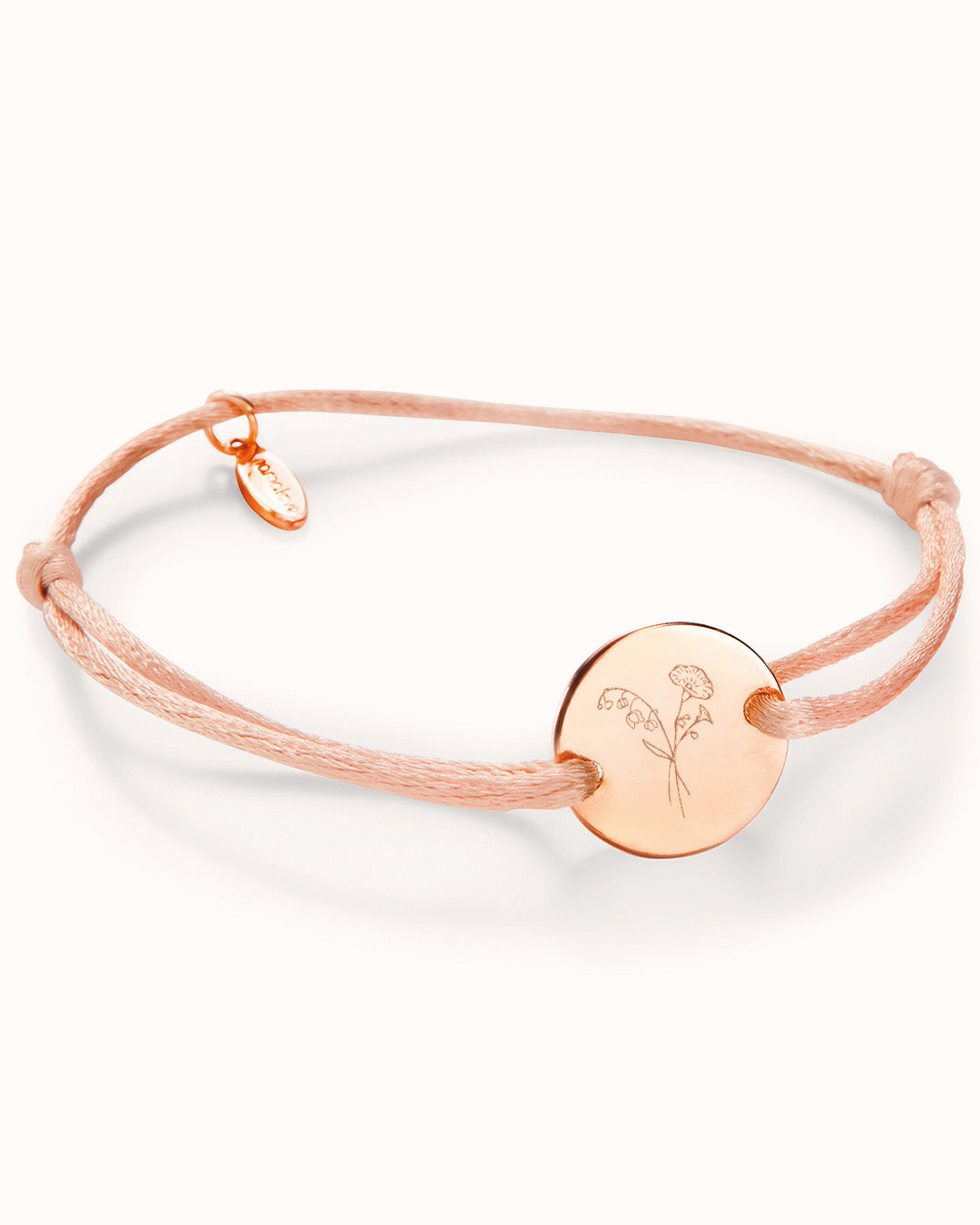 Round Birth Flower Bouquet Armband - 18k Rosé Verguld