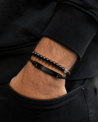 Father's Day Set Black – Personalised Men's Bracelets