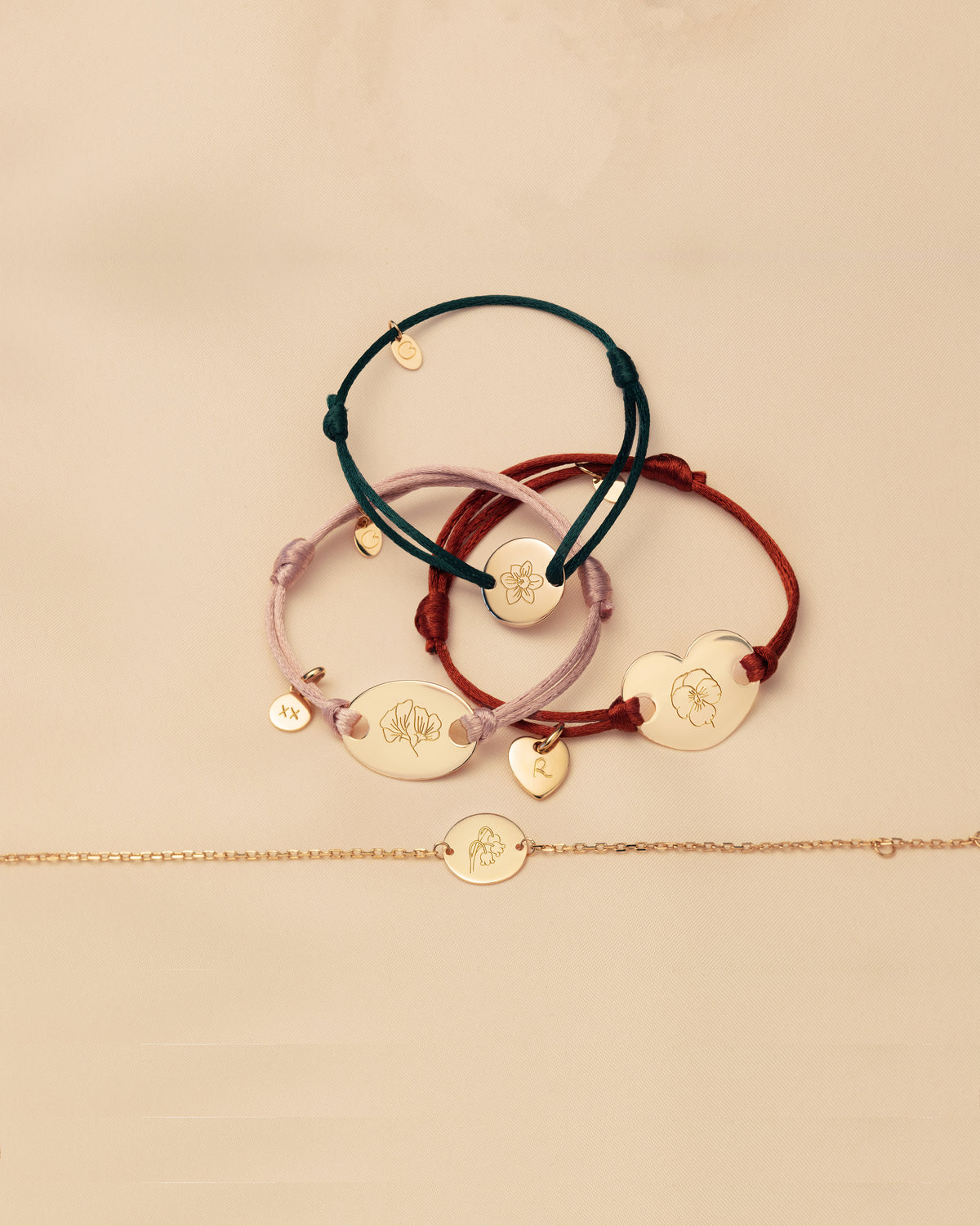 Single Geburtsblume Coin Armband – Rose Vergoldet