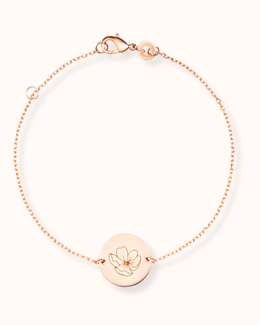 Single Geburtsblume Coin Armband – Rose Vergoldet