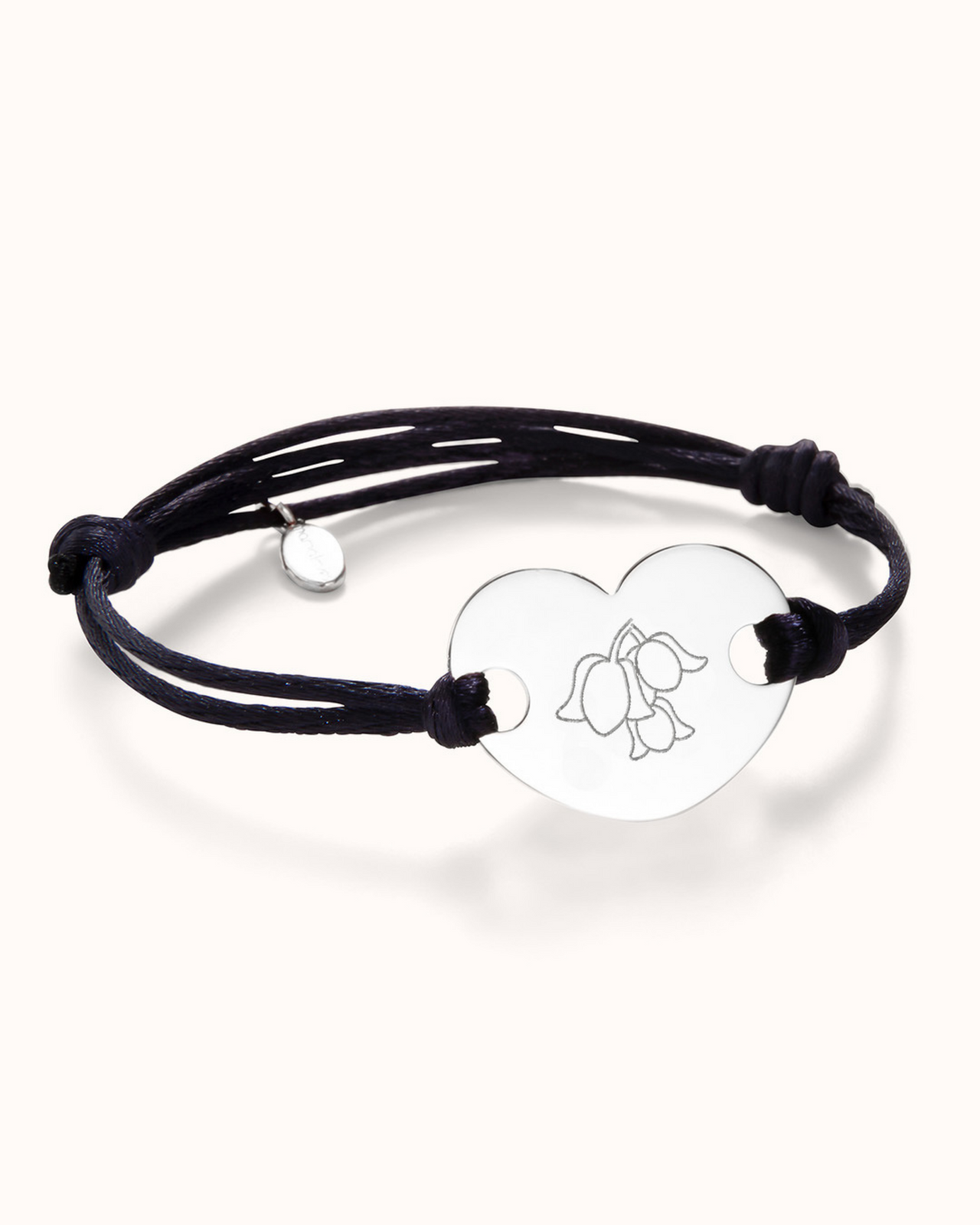 Single Birth Flower Heart Bracelet - Silver