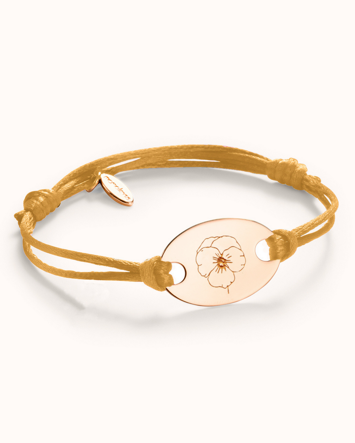 Single Birth Flower Oval Armband - 18k Rosé Verguld