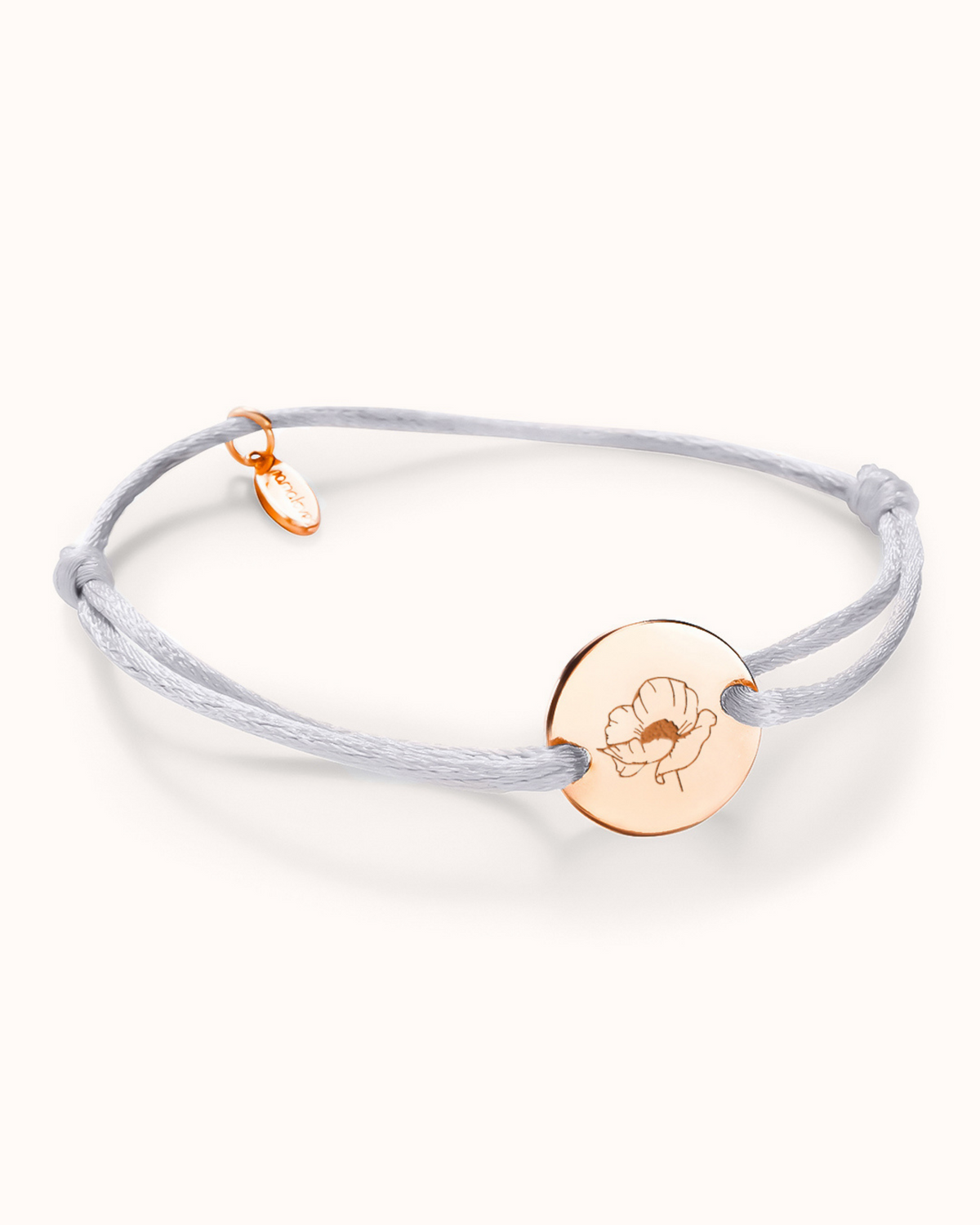 Single Geburtsblume Round Armband - Rose vergoldet