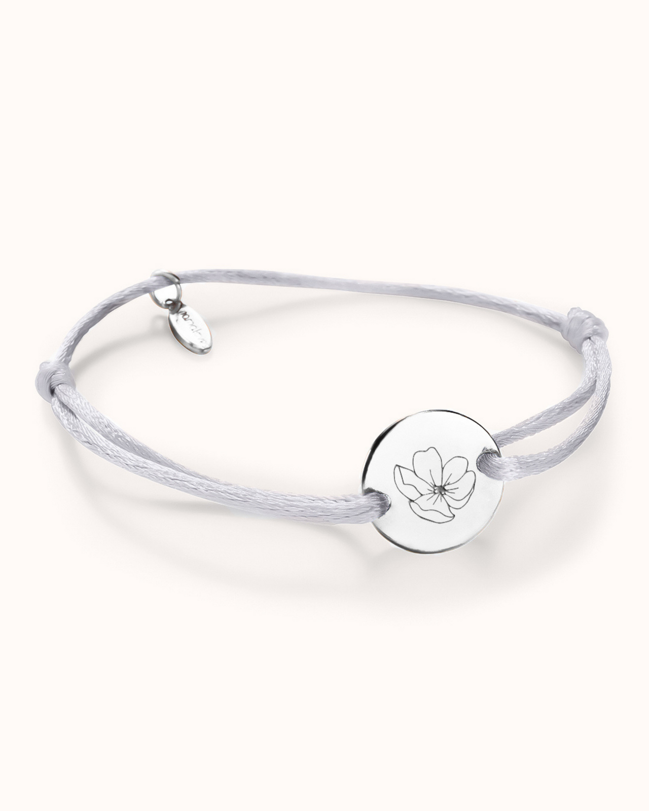 Single Birth Flower Round Bracelet - Silver